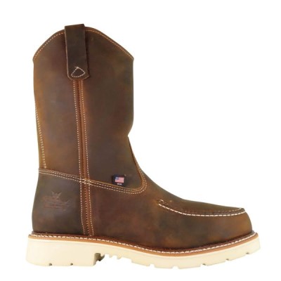 Thorogood American Heritage – 11" Trail Crazyhorse Safety Toe – Moc Toe Pull-on Wellington Men's Work Boots Brown | TYStgZt