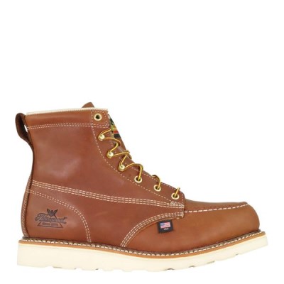Thorogood American Heritage – 6" Tobacco Safety Toe – Moc Toe MAXWear Wedge Men's Work Boots Brown | jTjEvpU